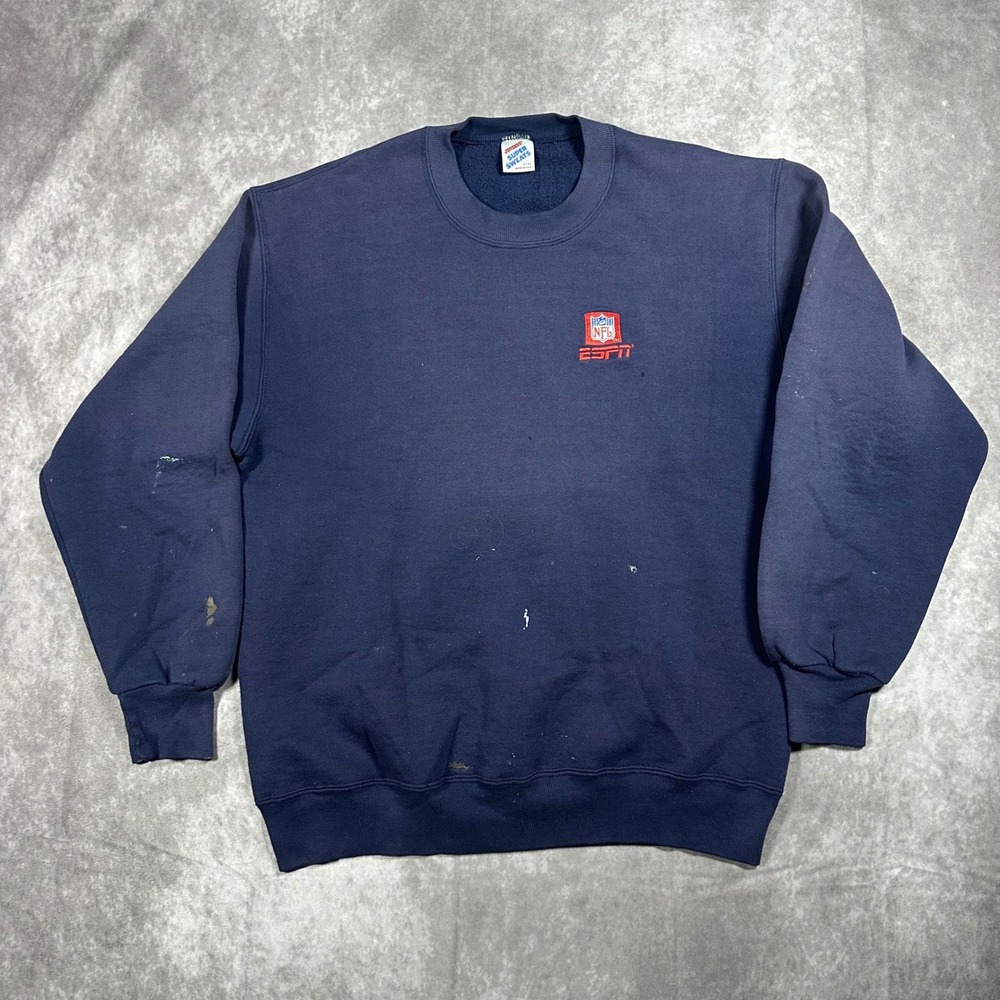 Vintage 90s Jerzees Super Sweats NFL ESPN Crewneck Sweatshirt Sunfaded Mens L